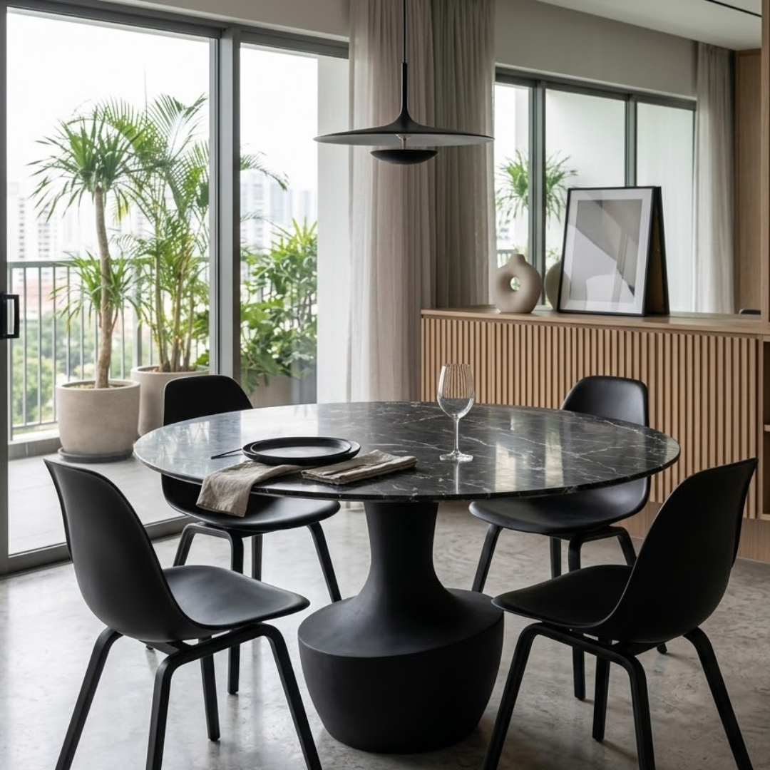Anforelle Sculptural Round Luxury Stone Dining Table