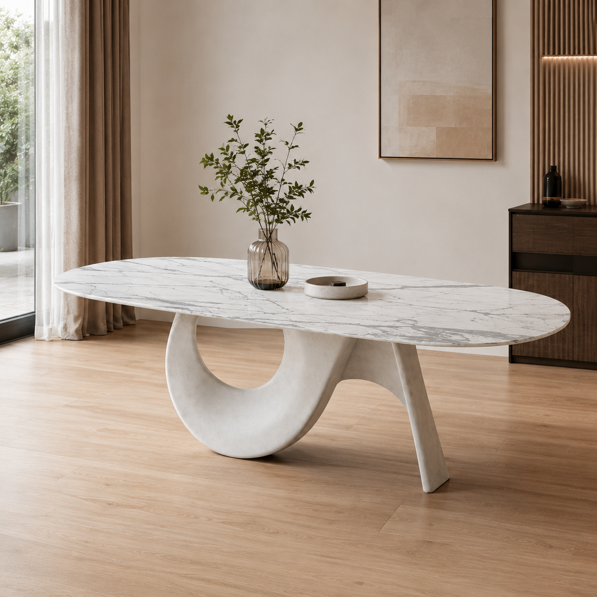 Seaselle Sculptural Oval Luxury Stone Dining Table