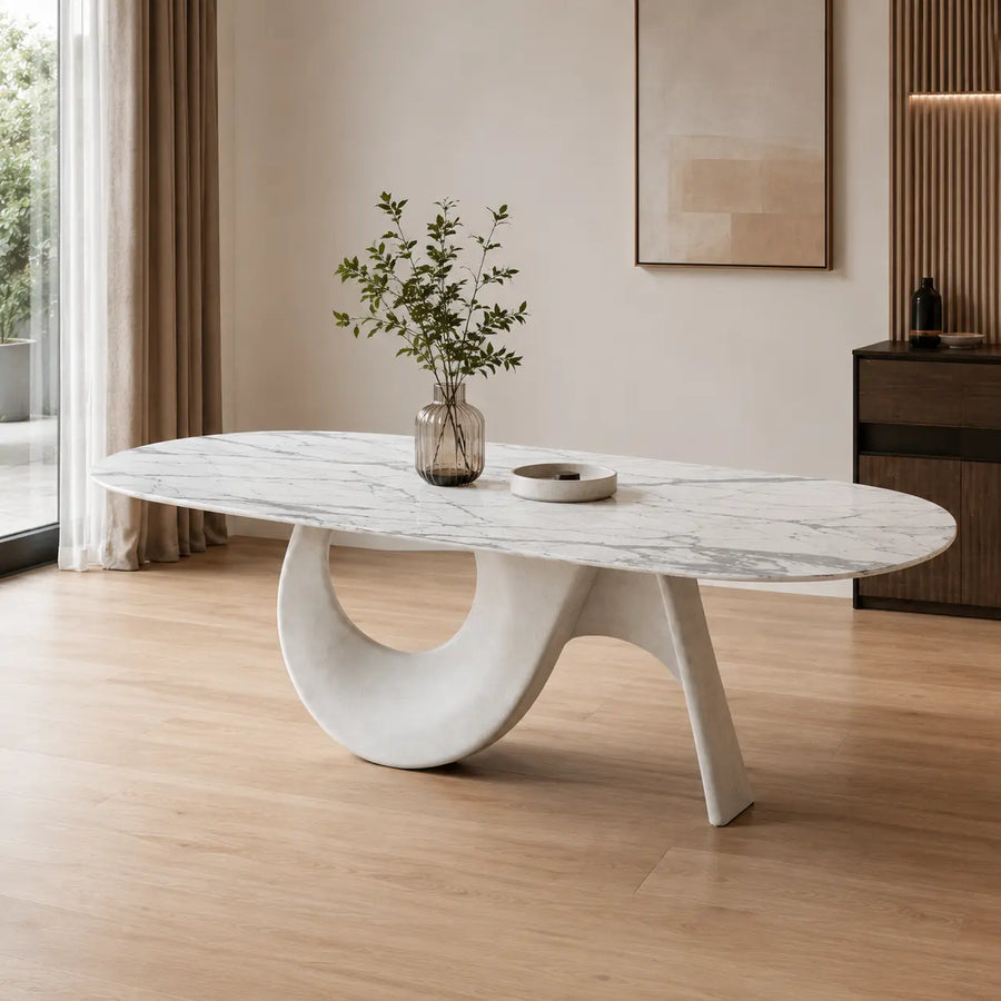 Seaselle Sculptural Oval Luxury Stone Dining Table