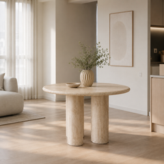 Siena Round Travertine Dining Table