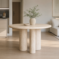 Siena Round Travertine Dining Table