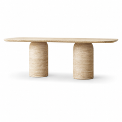 Ballez Rectangular Travertine Dining Table