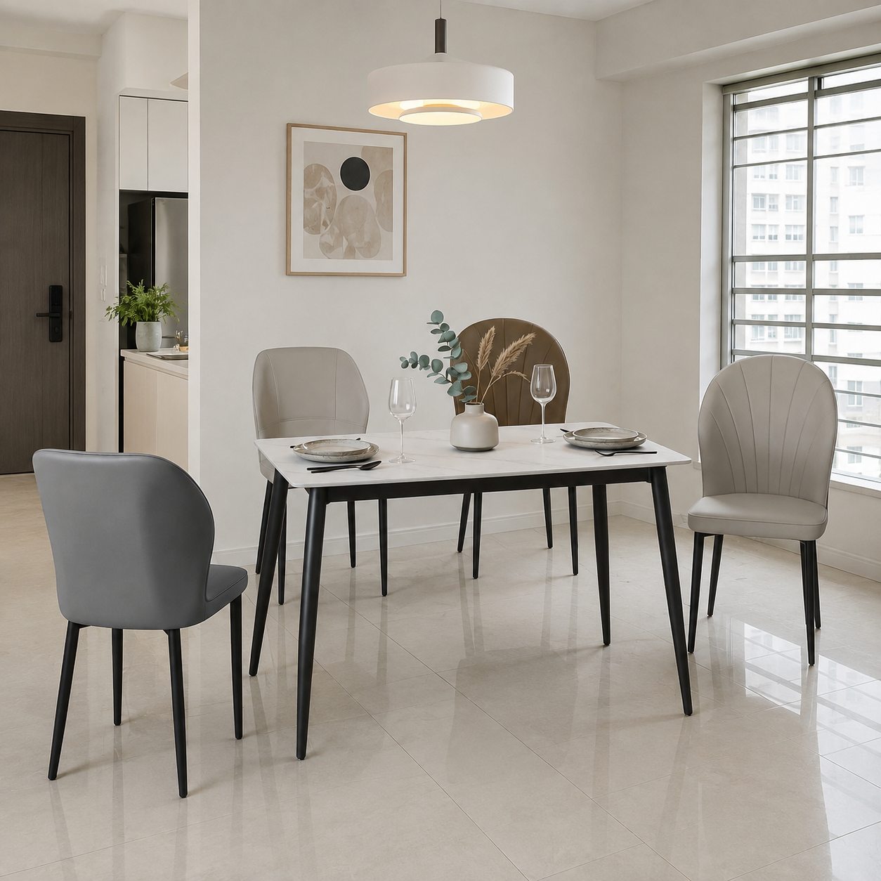 Elaria Sintered Stone Dining Set (1+4)