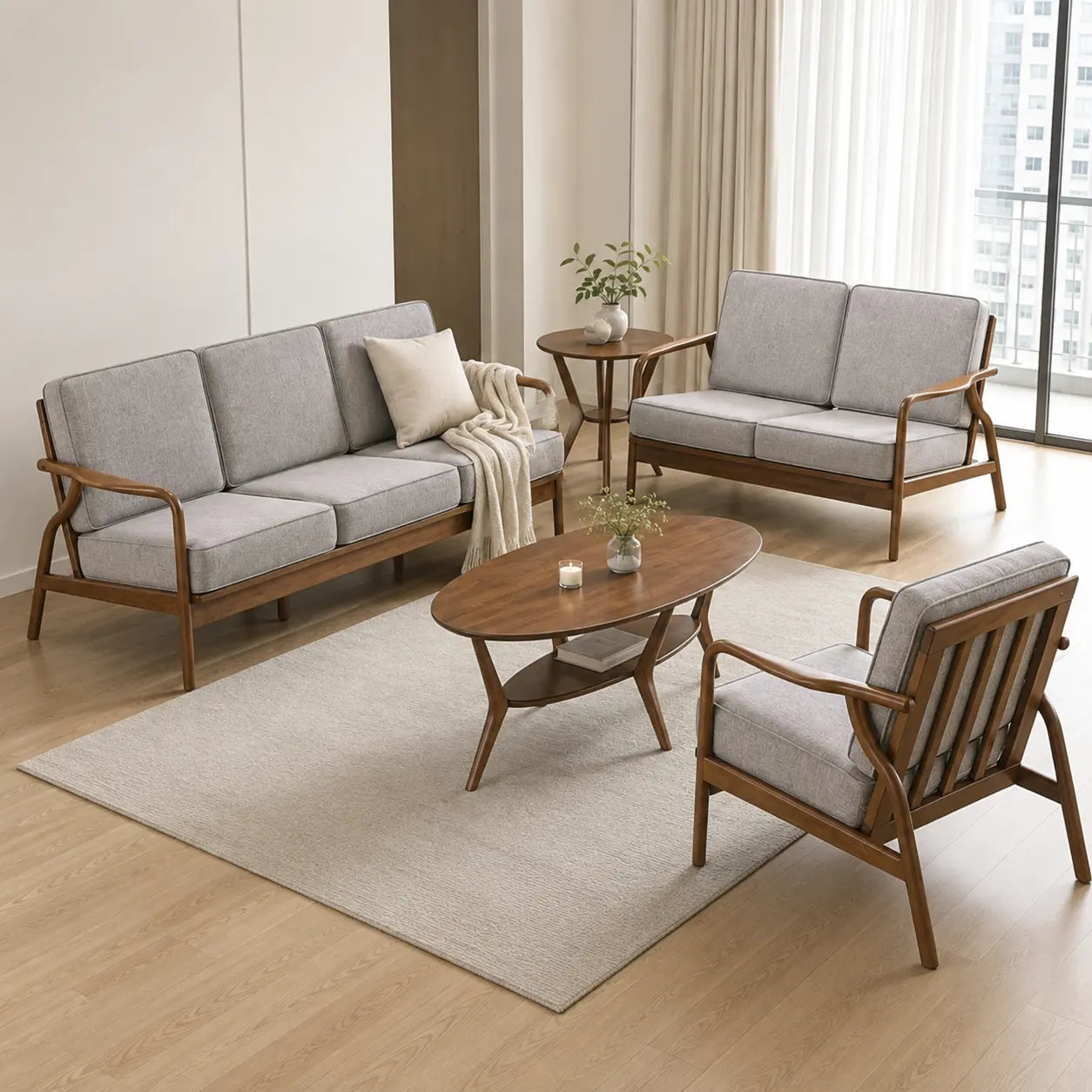 Sileven Fabric Wooden Frame Sofa ACE