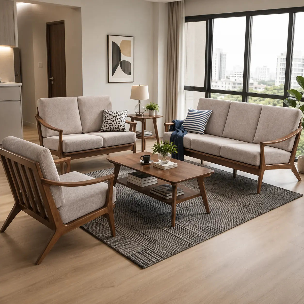 Wynelle Wooden Fabric Sofa ACE