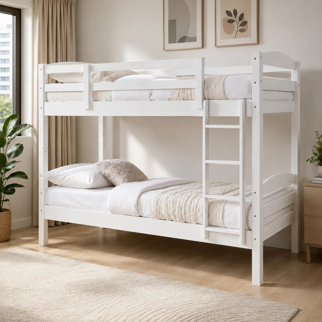 Korven White Wooden Double Decker Bed ACE
