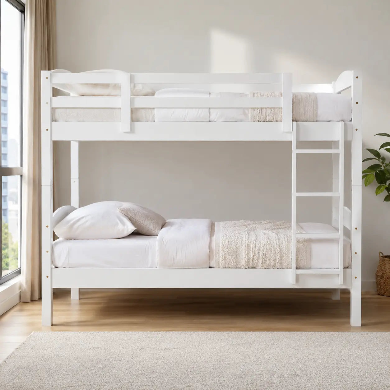 Korven White Wooden Double Decker Bed ACE