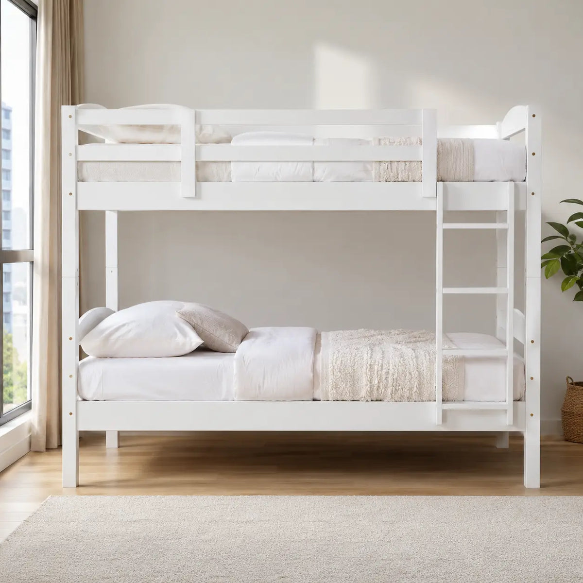 Korven White Wooden Double Decker Bed ACE