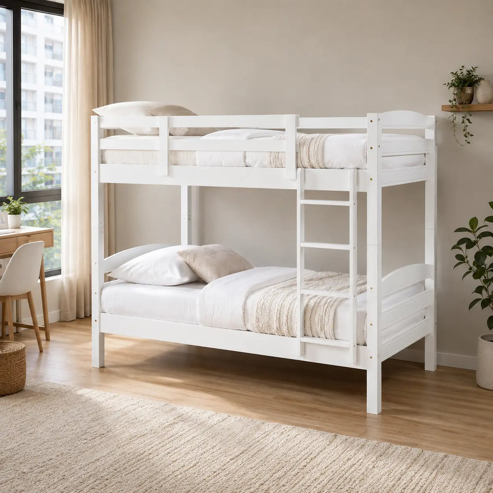 Korven White Wooden Double Decker Bed ACE