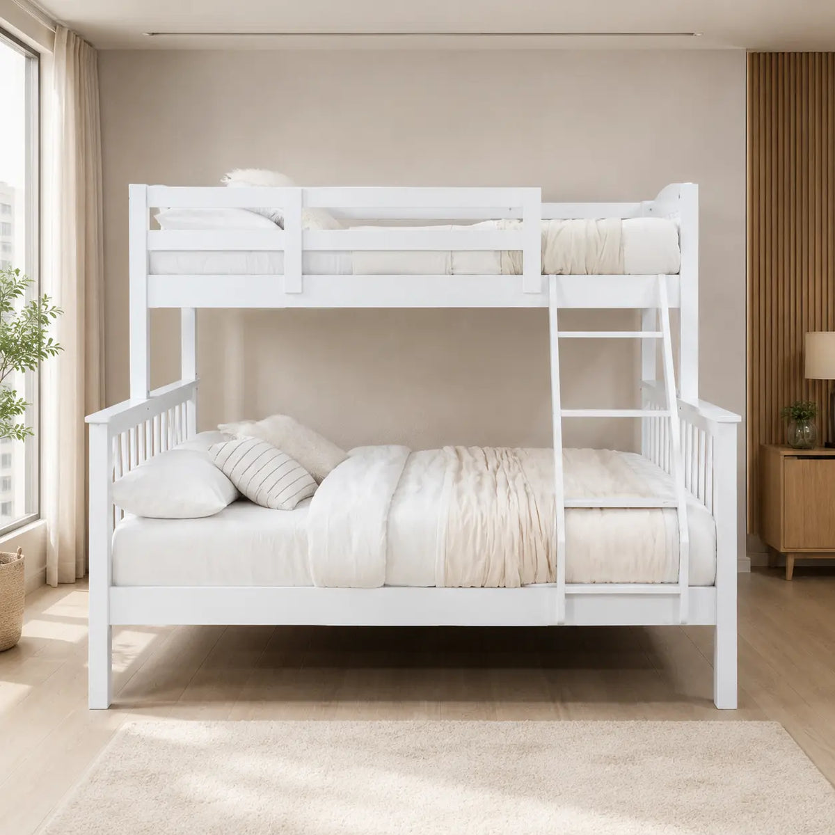Lysaro White Wooden Double Decker Bed Frame ACE
