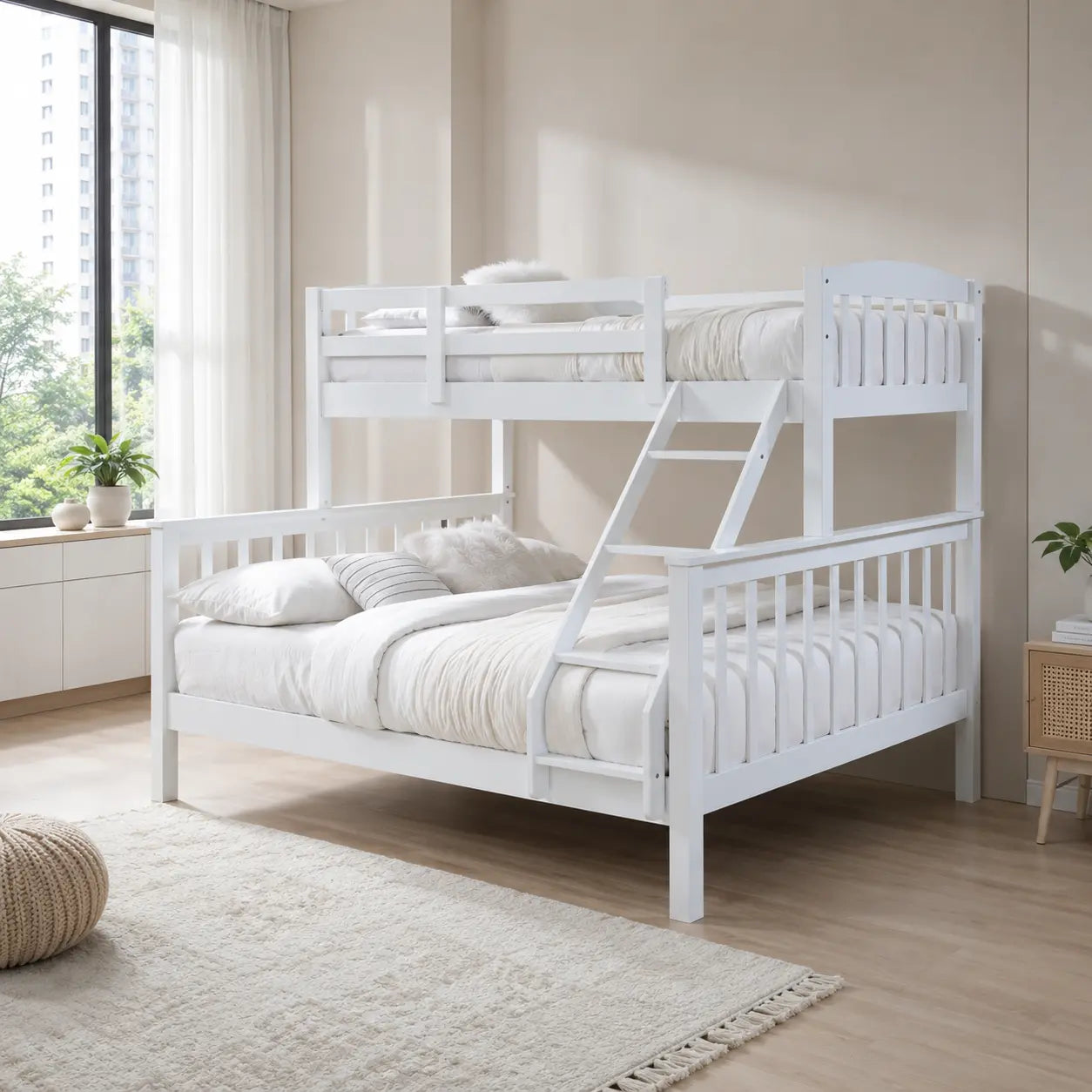 Lysaro White Wooden Double Decker Bed Frame ACE