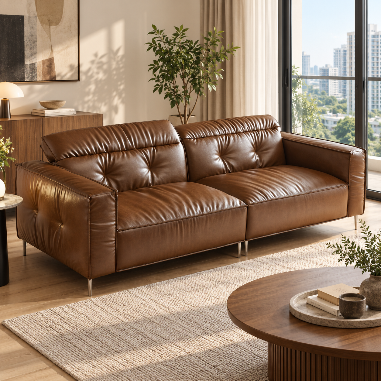 Brevano Leather Sofa