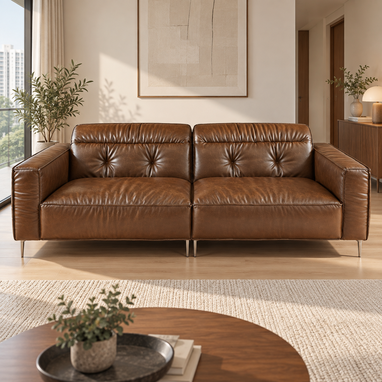 Brevano Leather Sofa