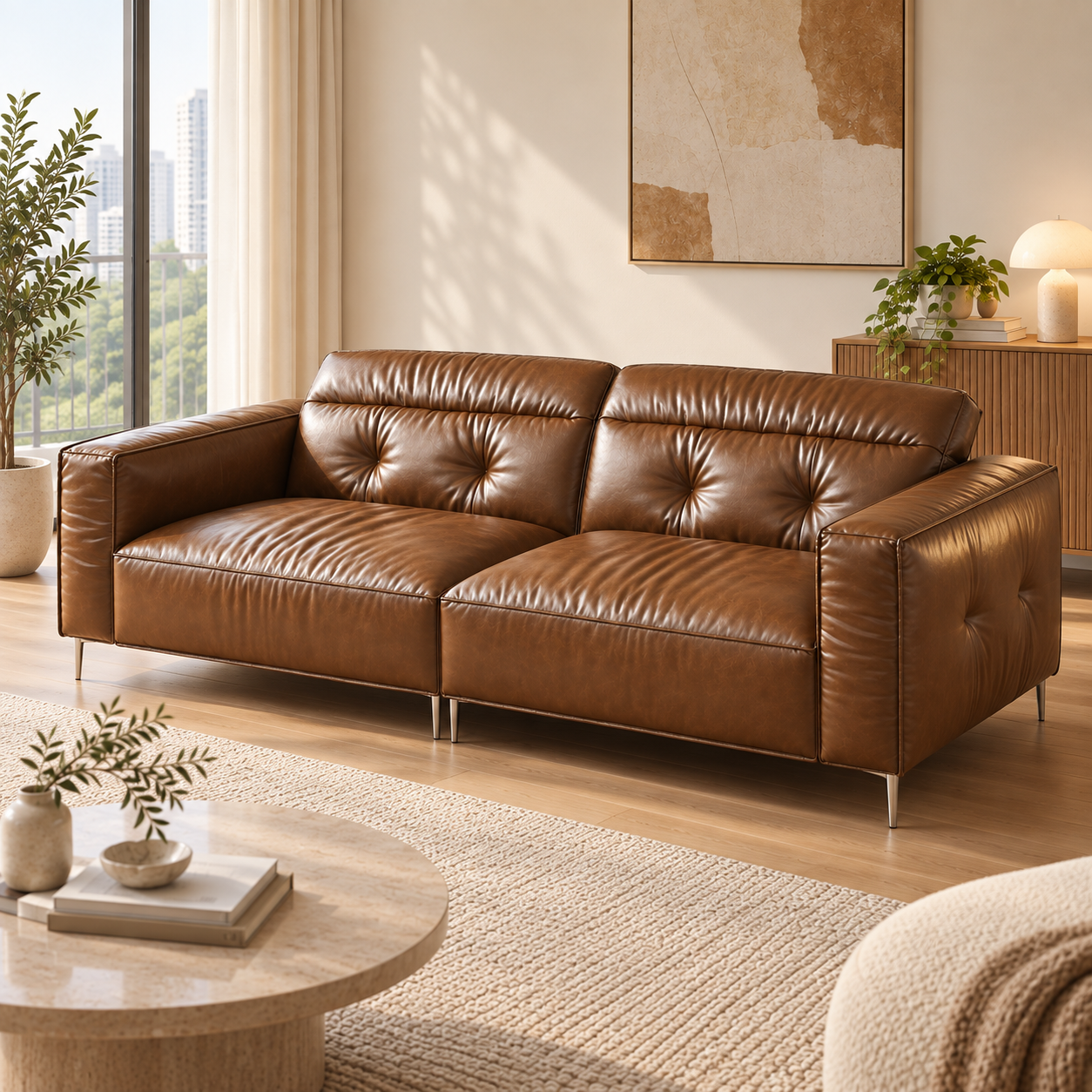 Brevano Leather Sofa