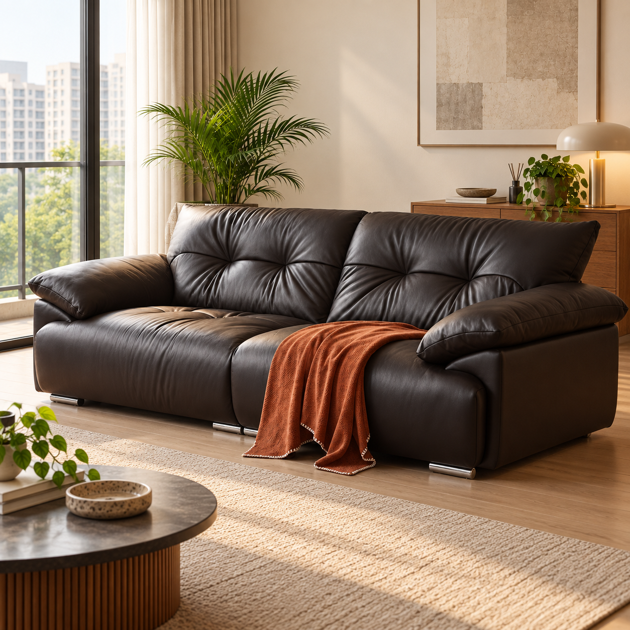 Vardane Leather Sofa