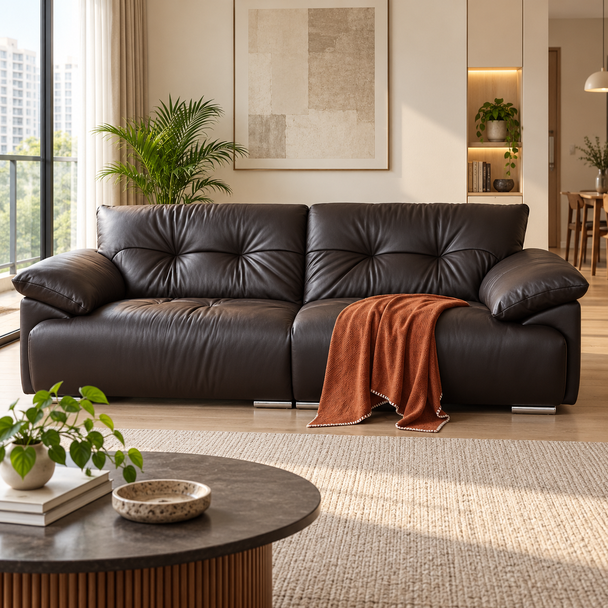 Vardane Leather Sofa
