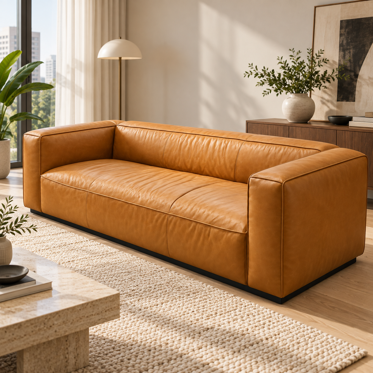 Kardesse Leather Sofa
