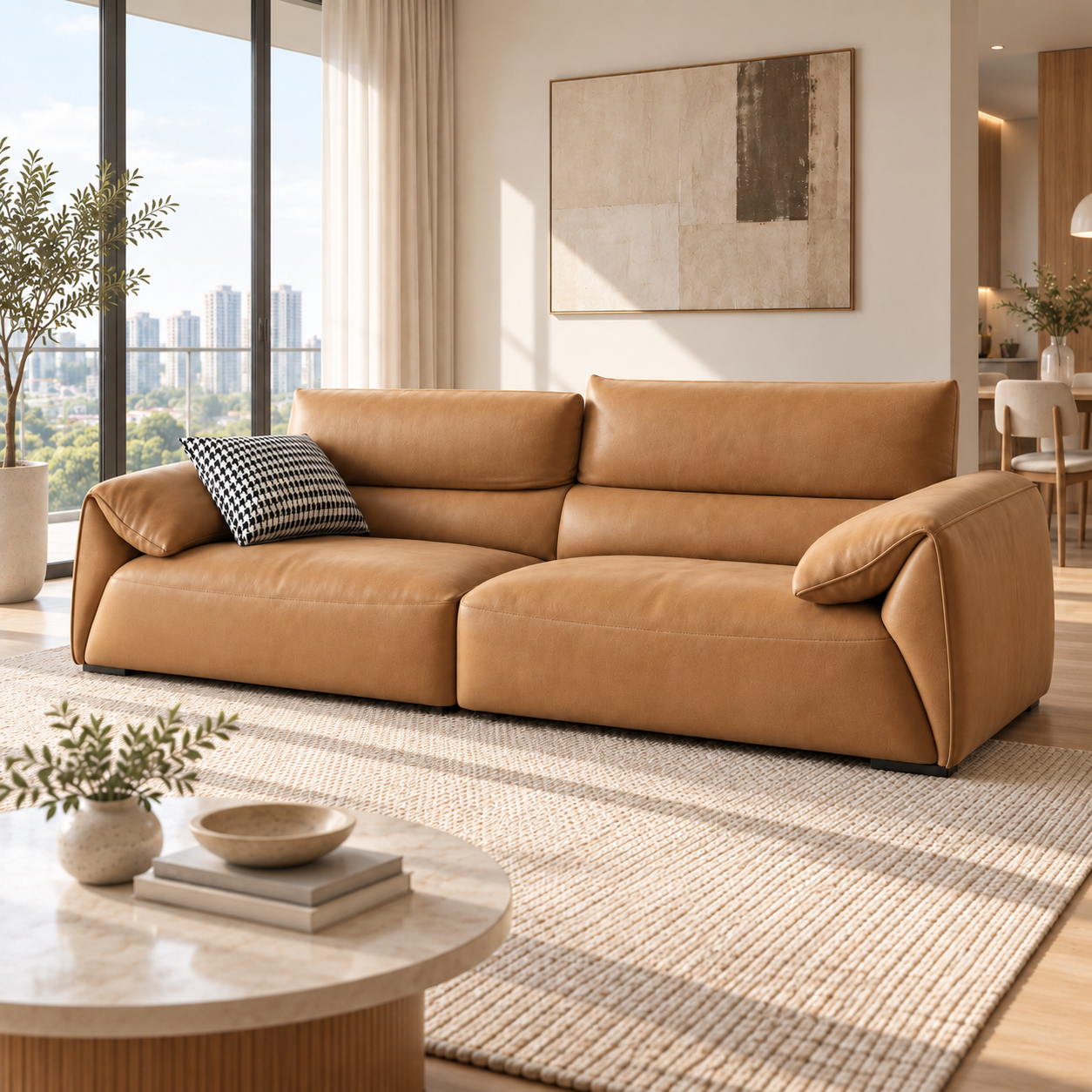 Jendris Leather Sofa