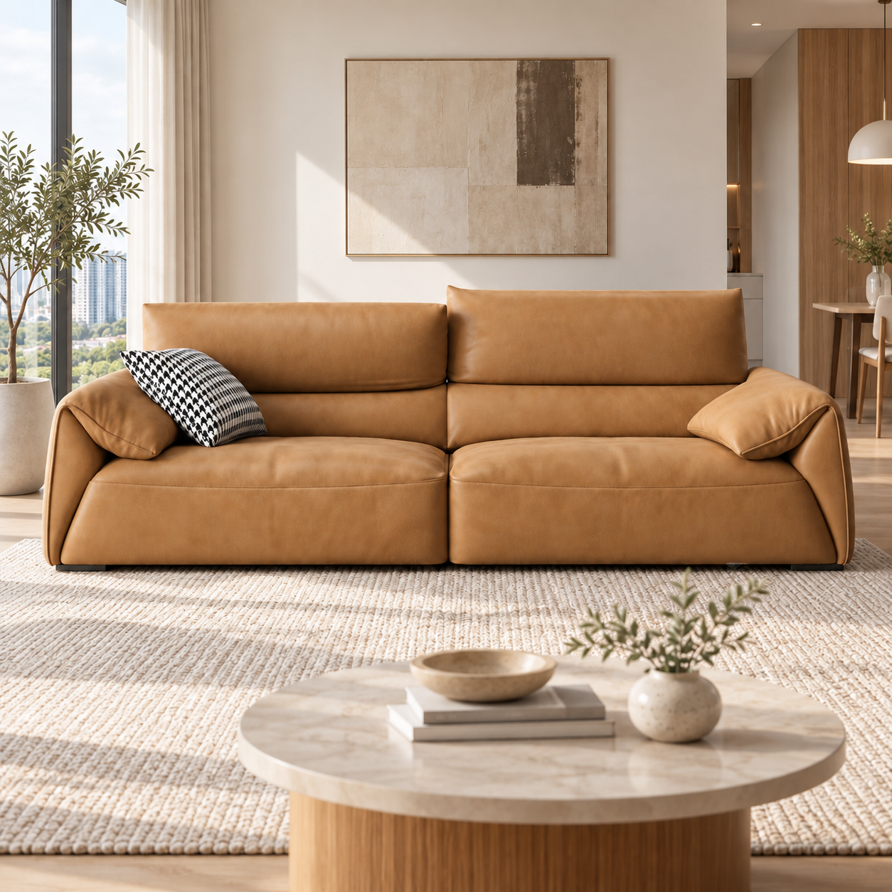 Jendris Leather Sofa