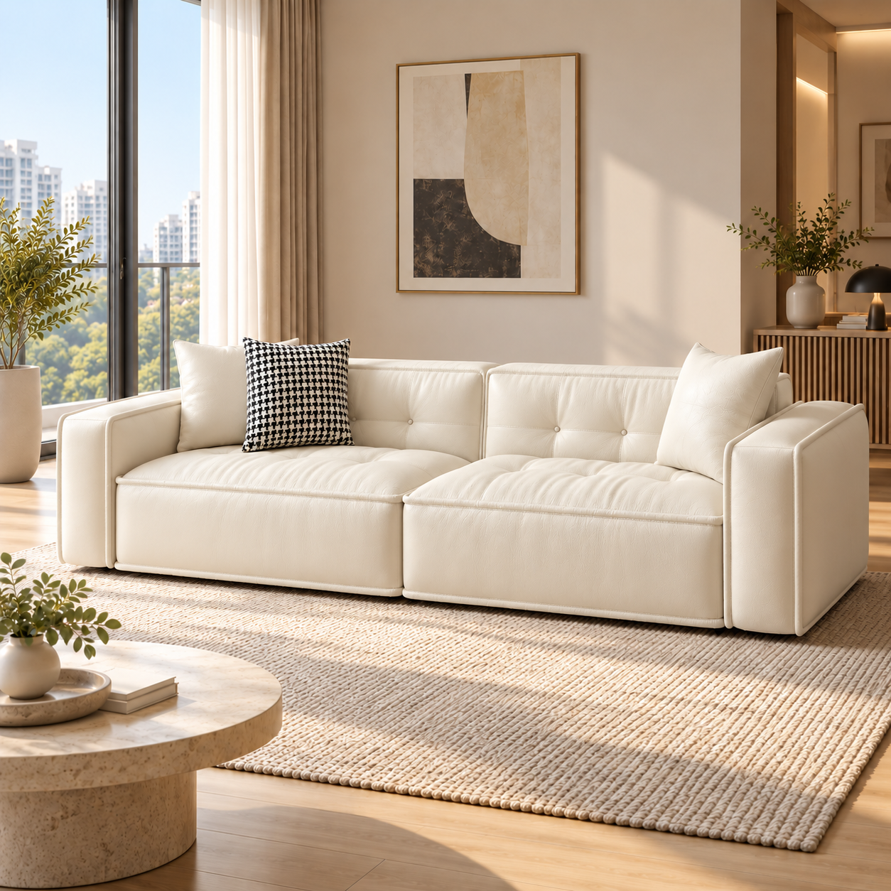 Nestria Faux Leather Sofa