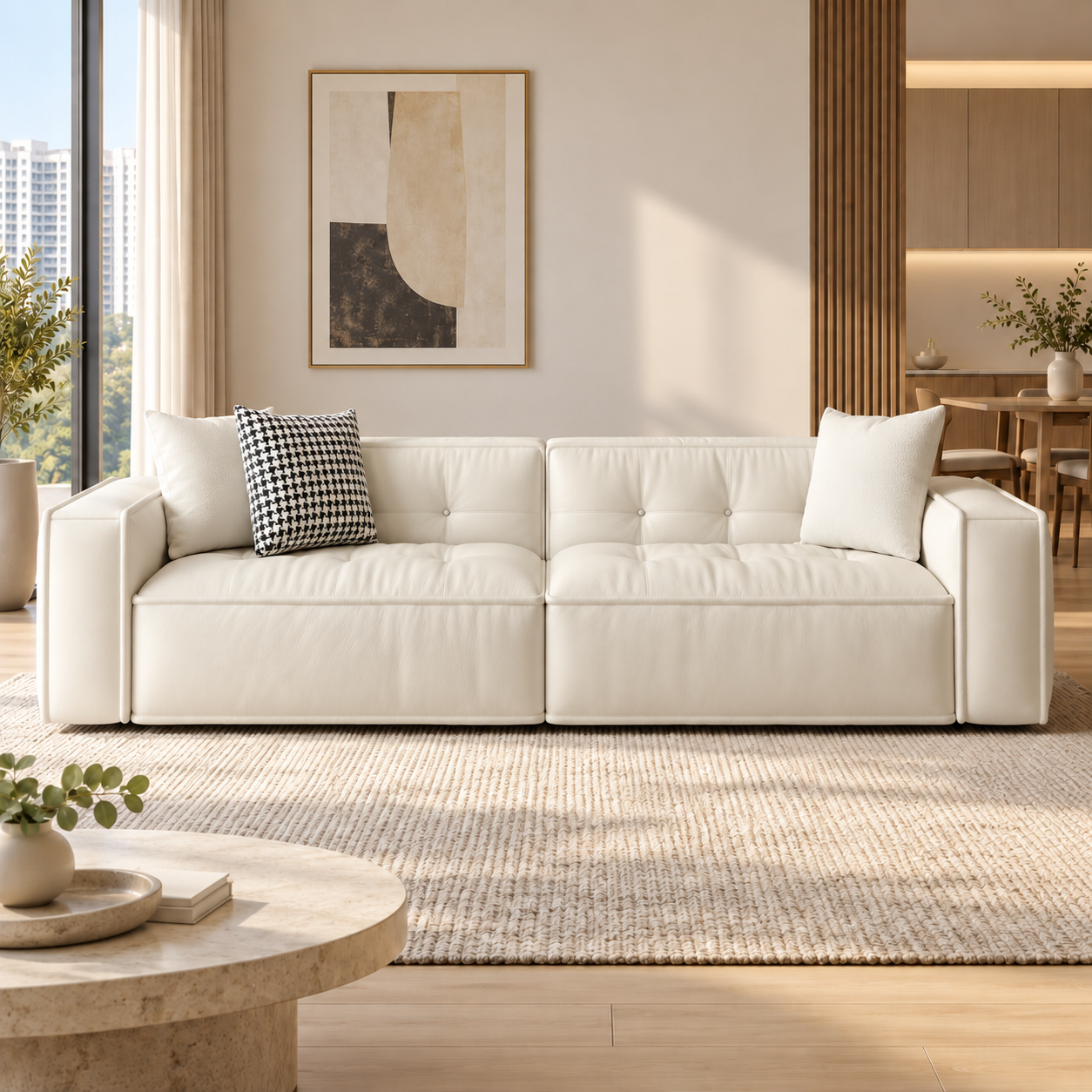 Nestria Faux Leather Sofa