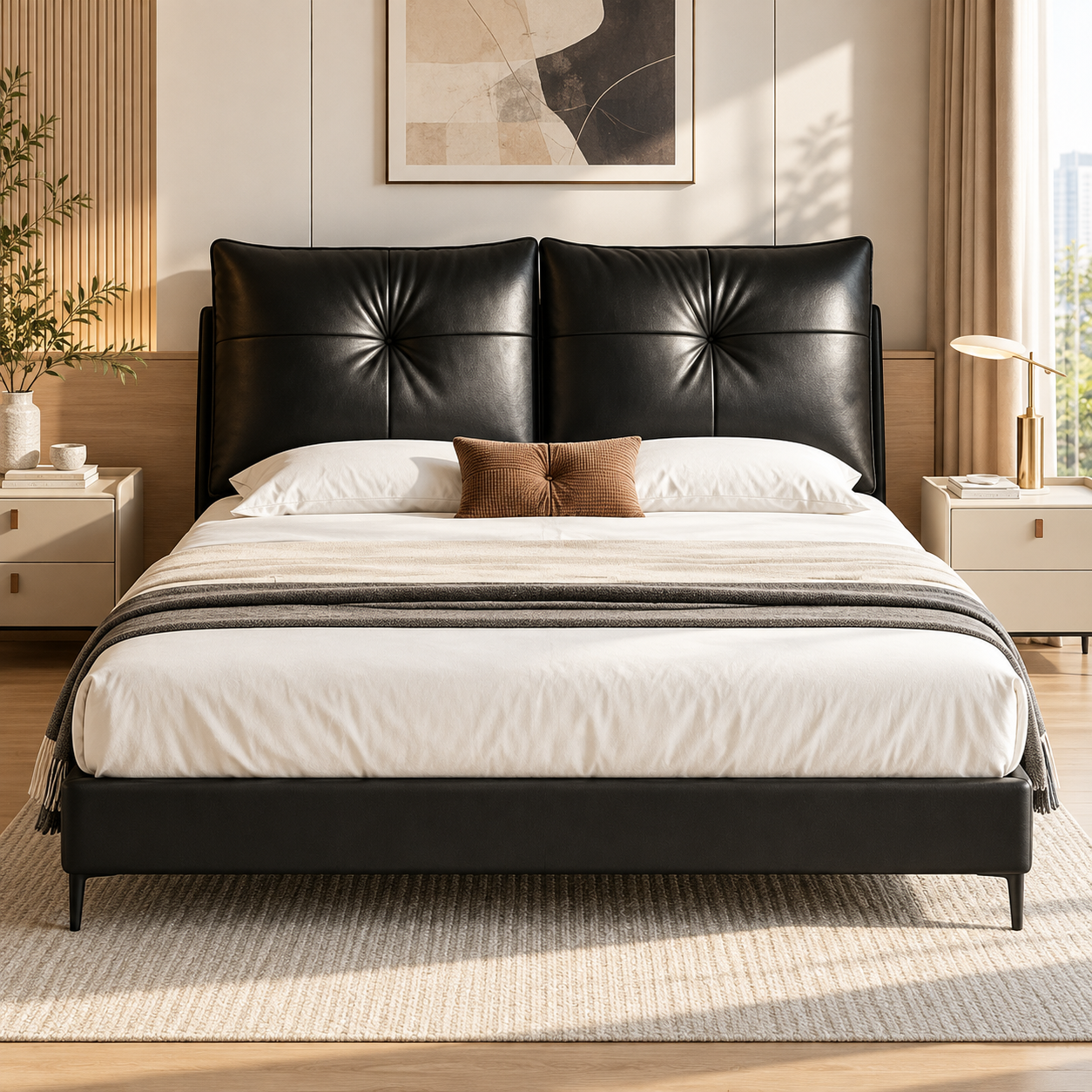Umbrin Genuine Leather Bed Frame