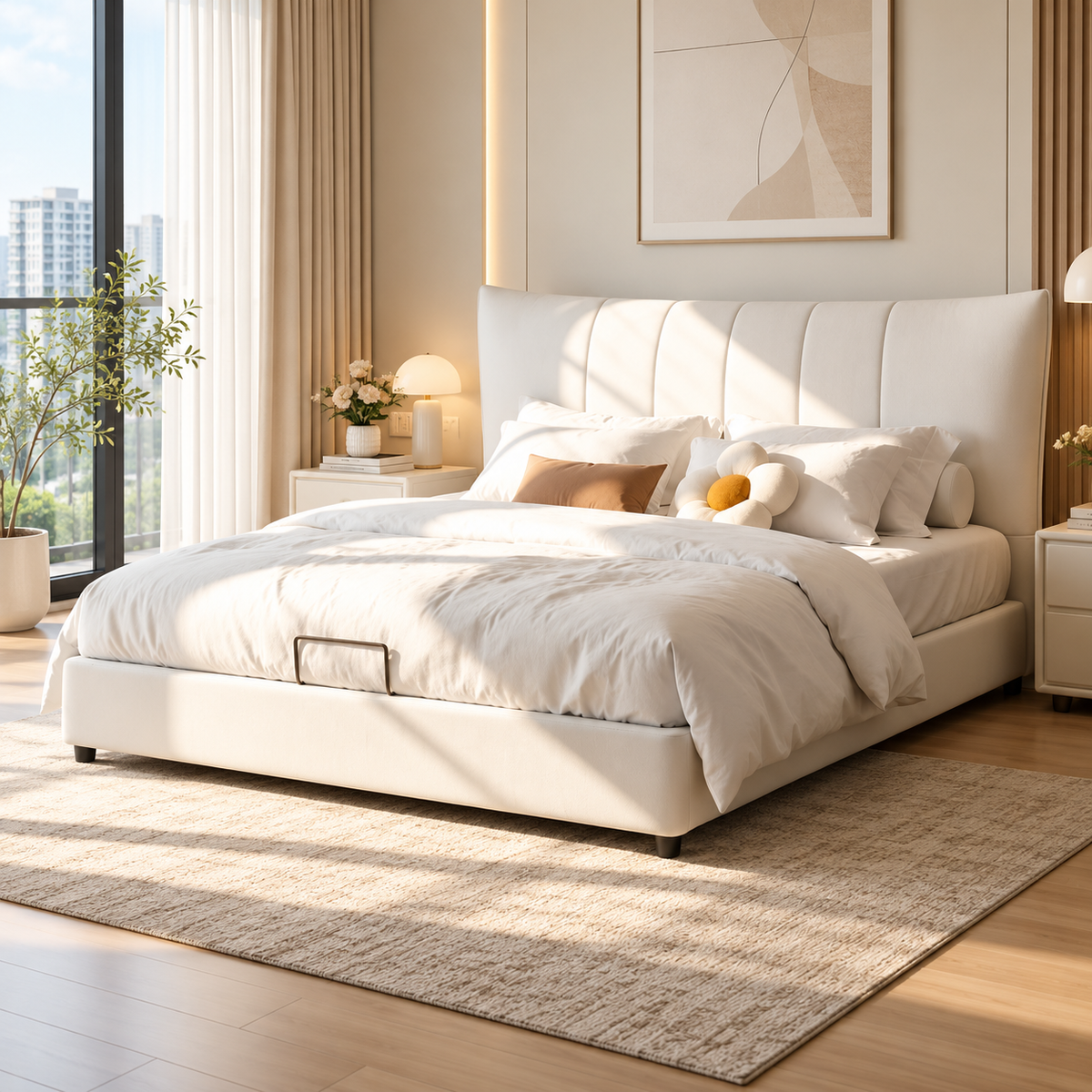 Zorenne Genuine Leather Bed Frame