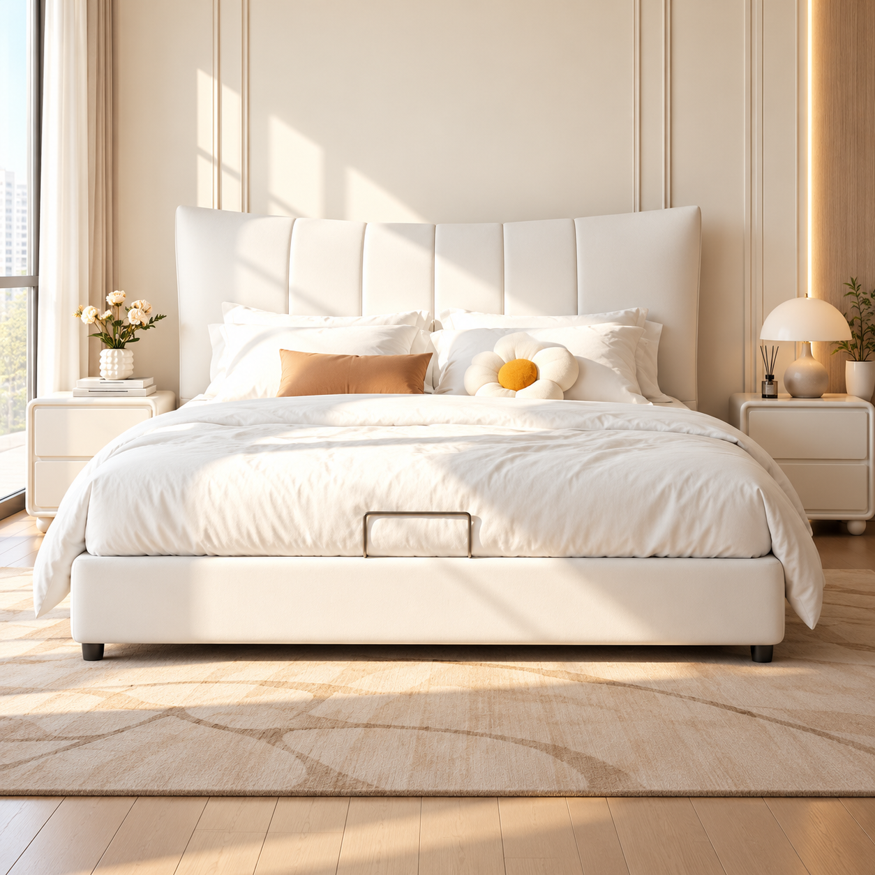 Zorenne Genuine Leather Bed Frame