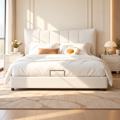 Zorenne Genuine Leather Bed Frame