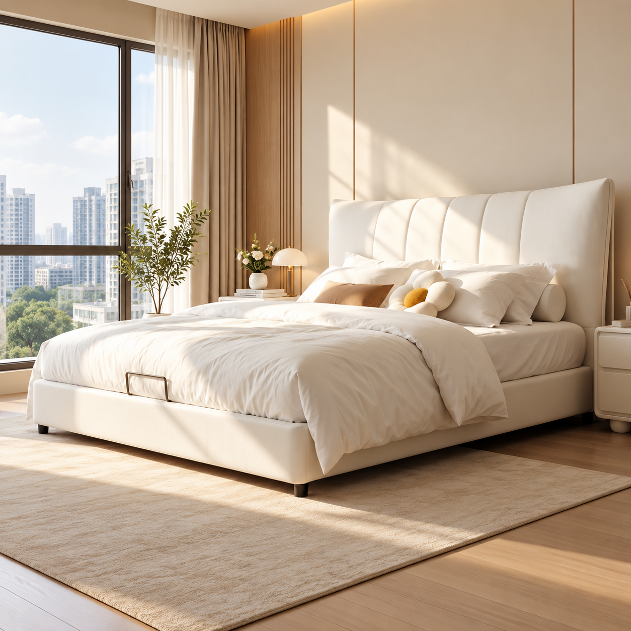 Zorenne Genuine Leather Bed Frame