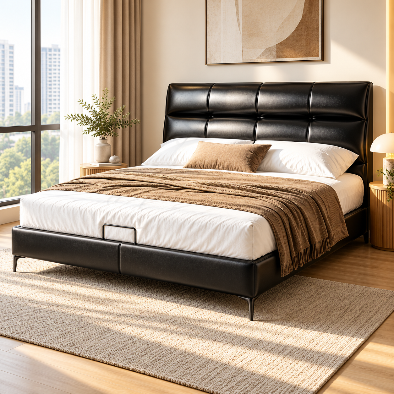 Aldevan Leather Bed Frame