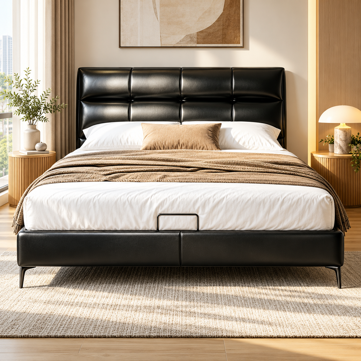 Aldevan Leather Bed Frame