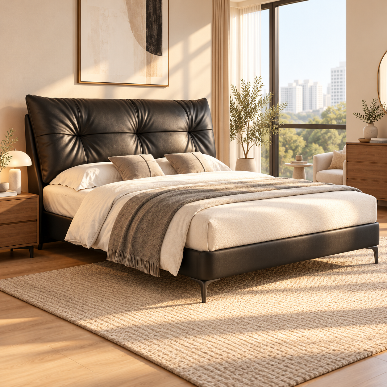 Delsin Leather Bed Frame