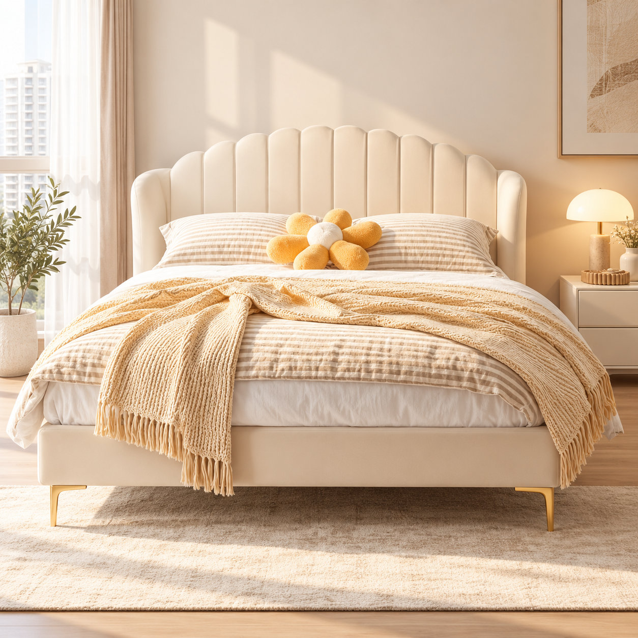 Zemaris Leather Bed Frame