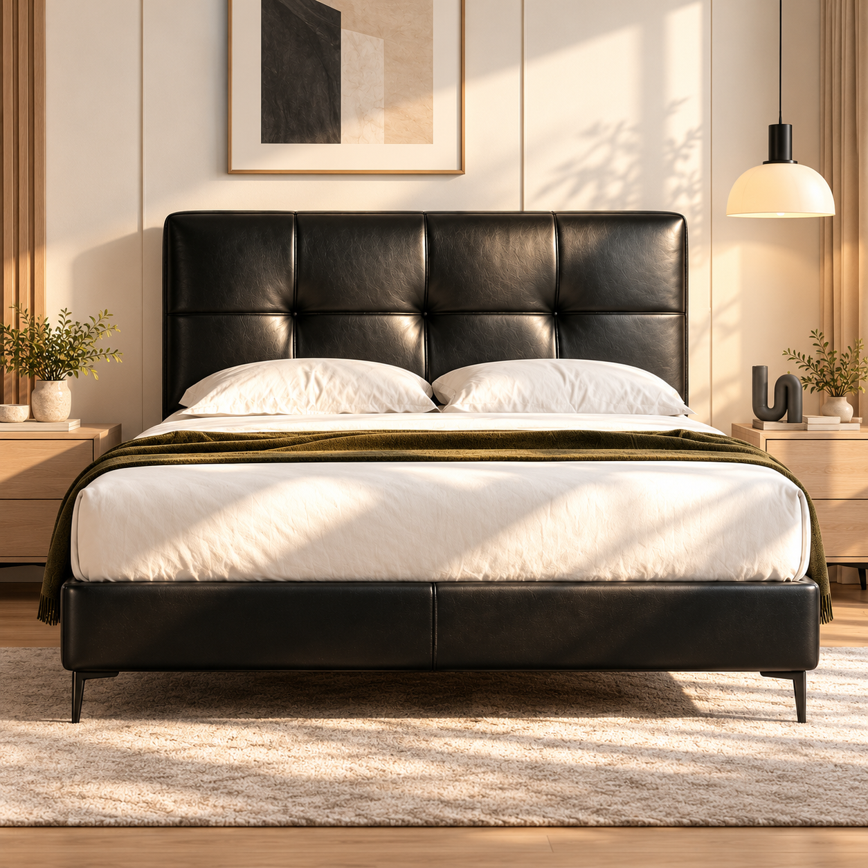 Dalmoric Genuine Leather Bed Frame