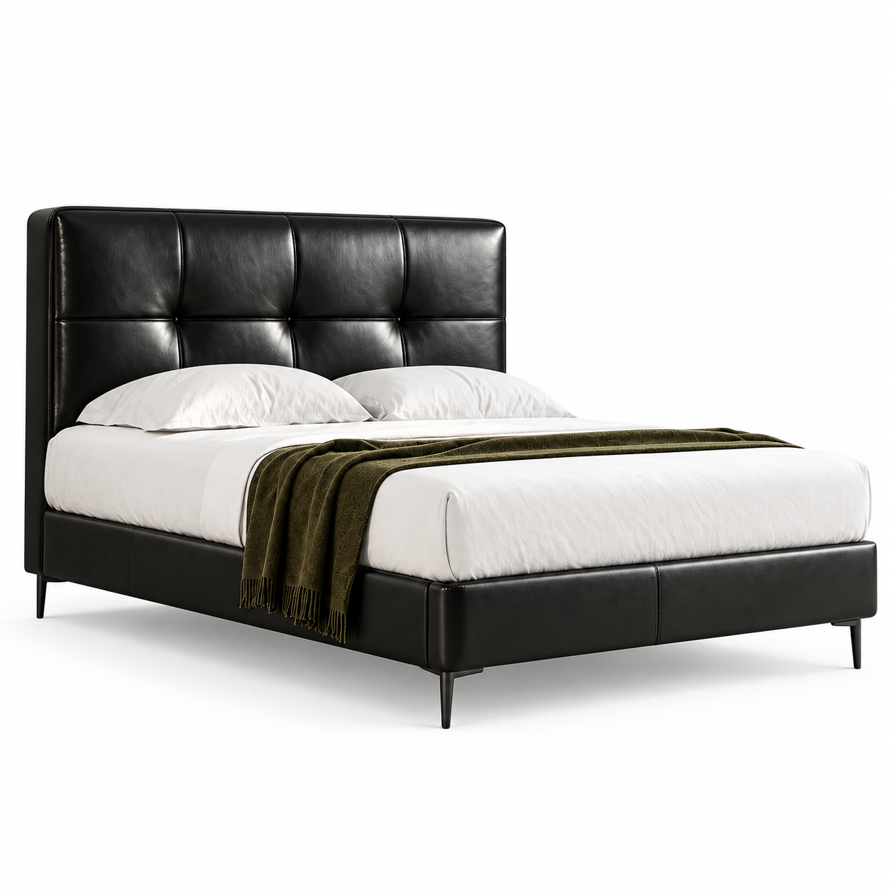 Dalmoric Genuine Leather Bed Frame