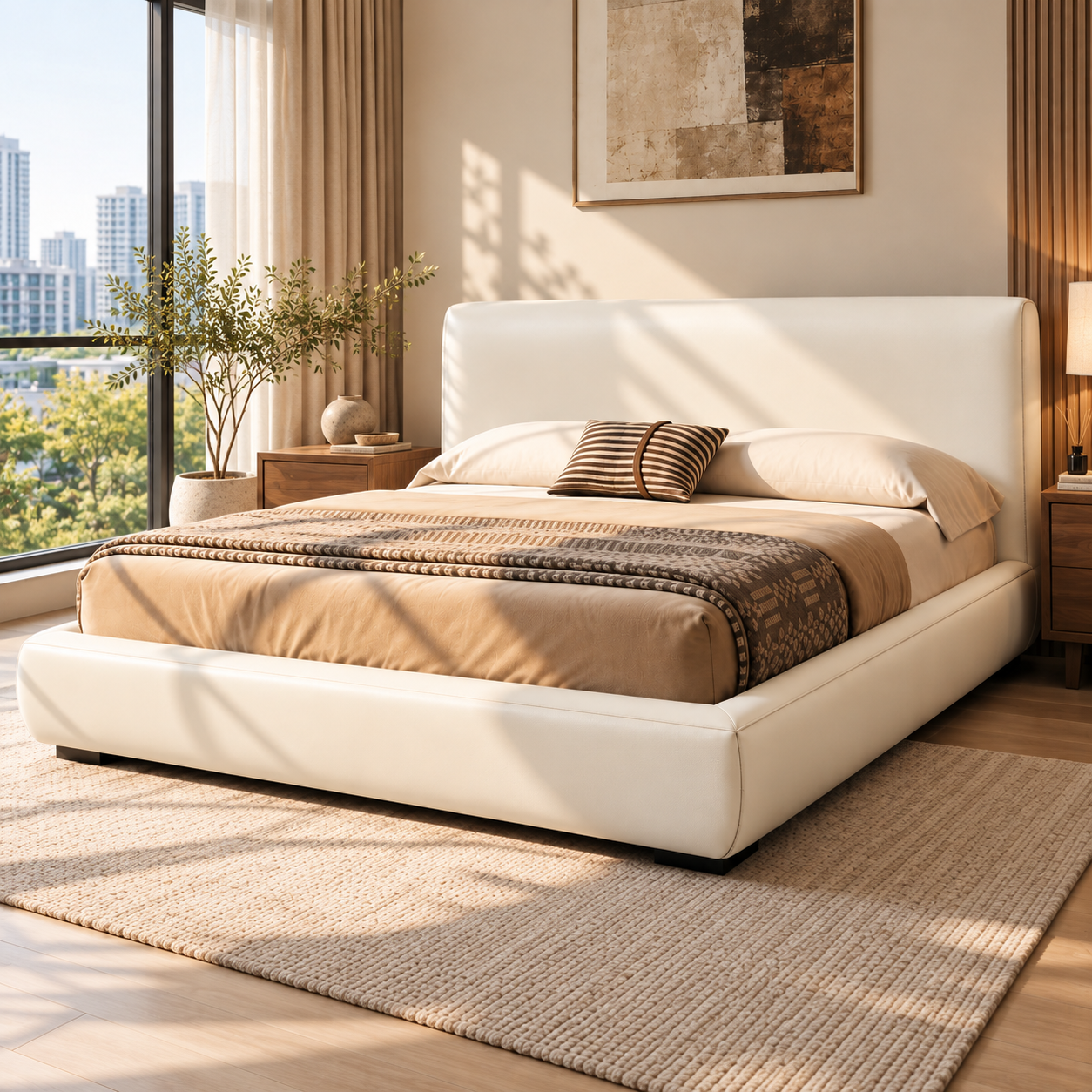 Faldren Faux Leather Bed Frame
