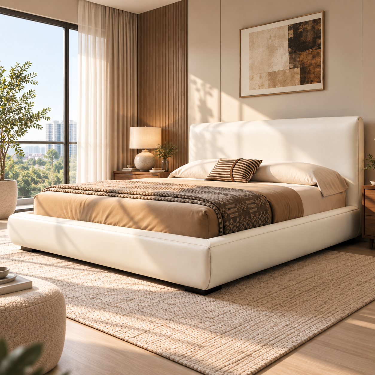 Faldren Faux Leather Bed Frame