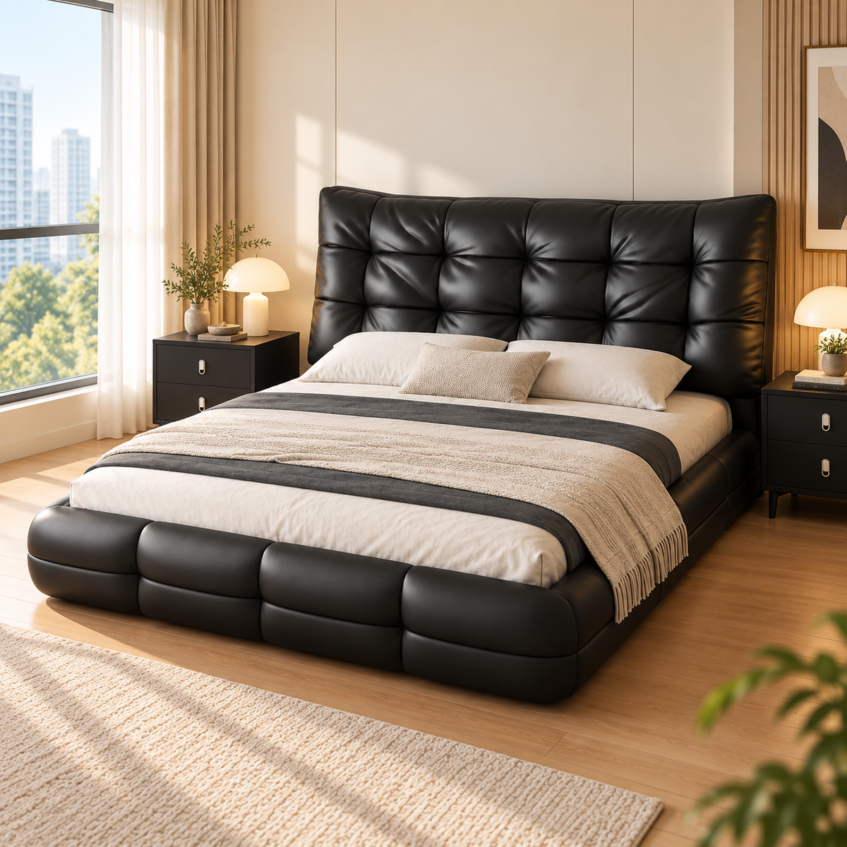 Gervain Leather Bed Frame