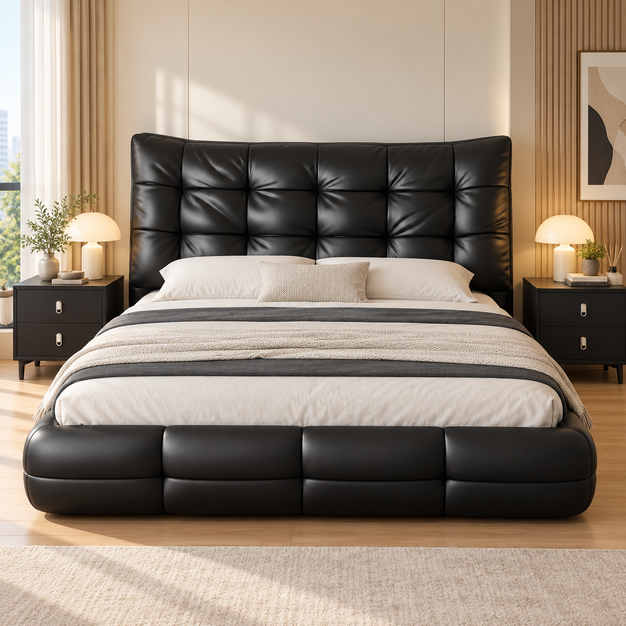 Gervain Leather Bed Frame