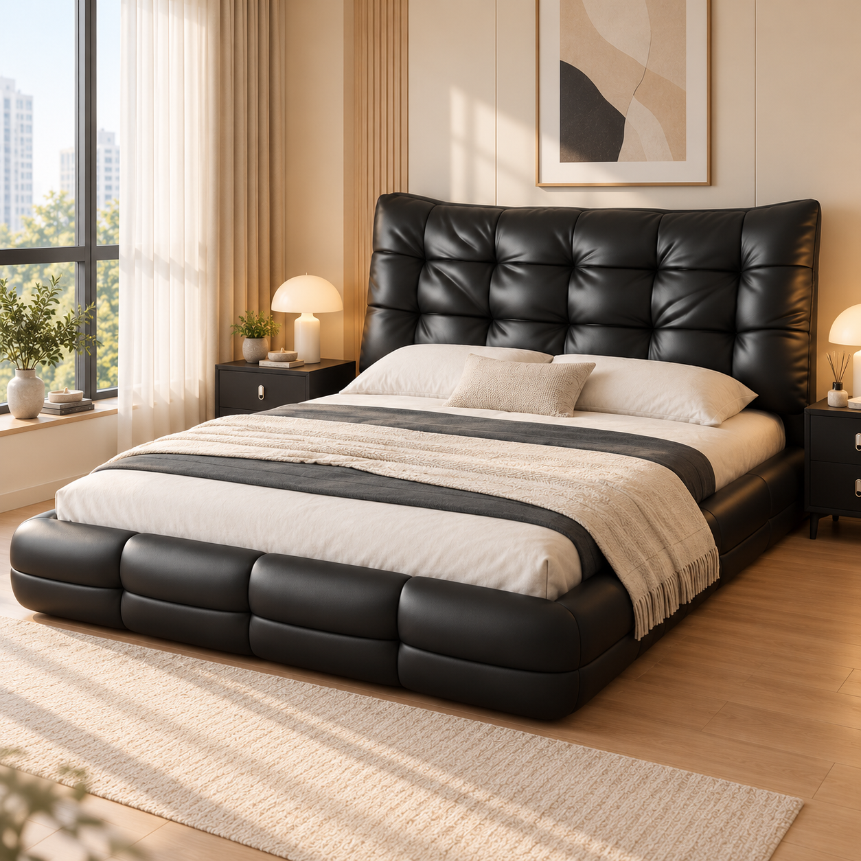 Gervain Leather Bed Frame