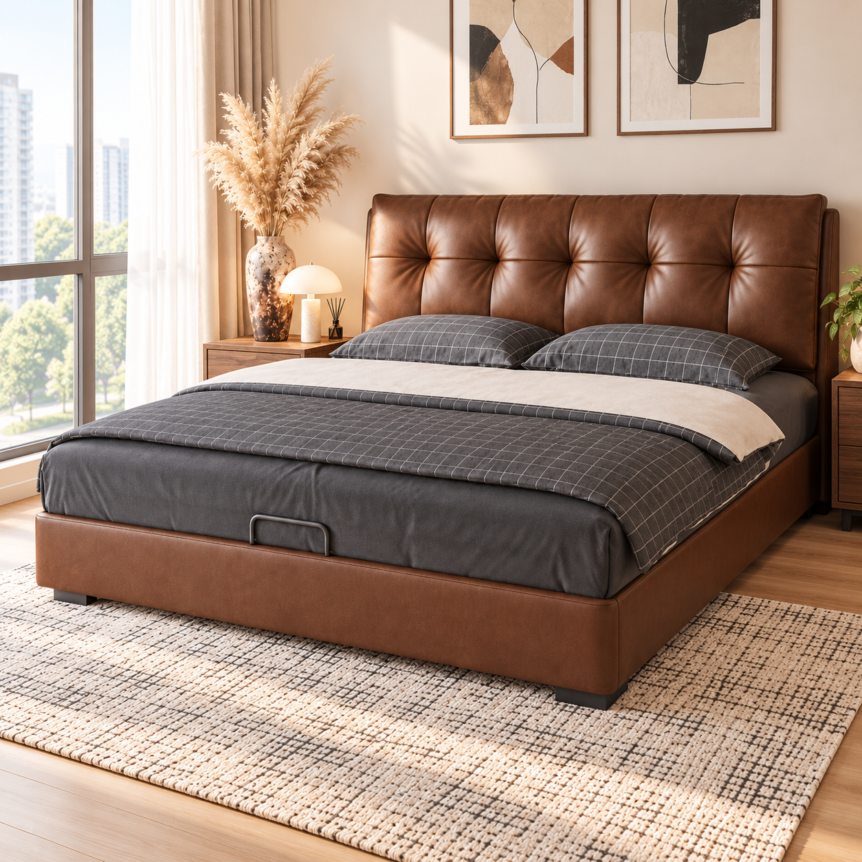 Saldric Leather Bed Frame