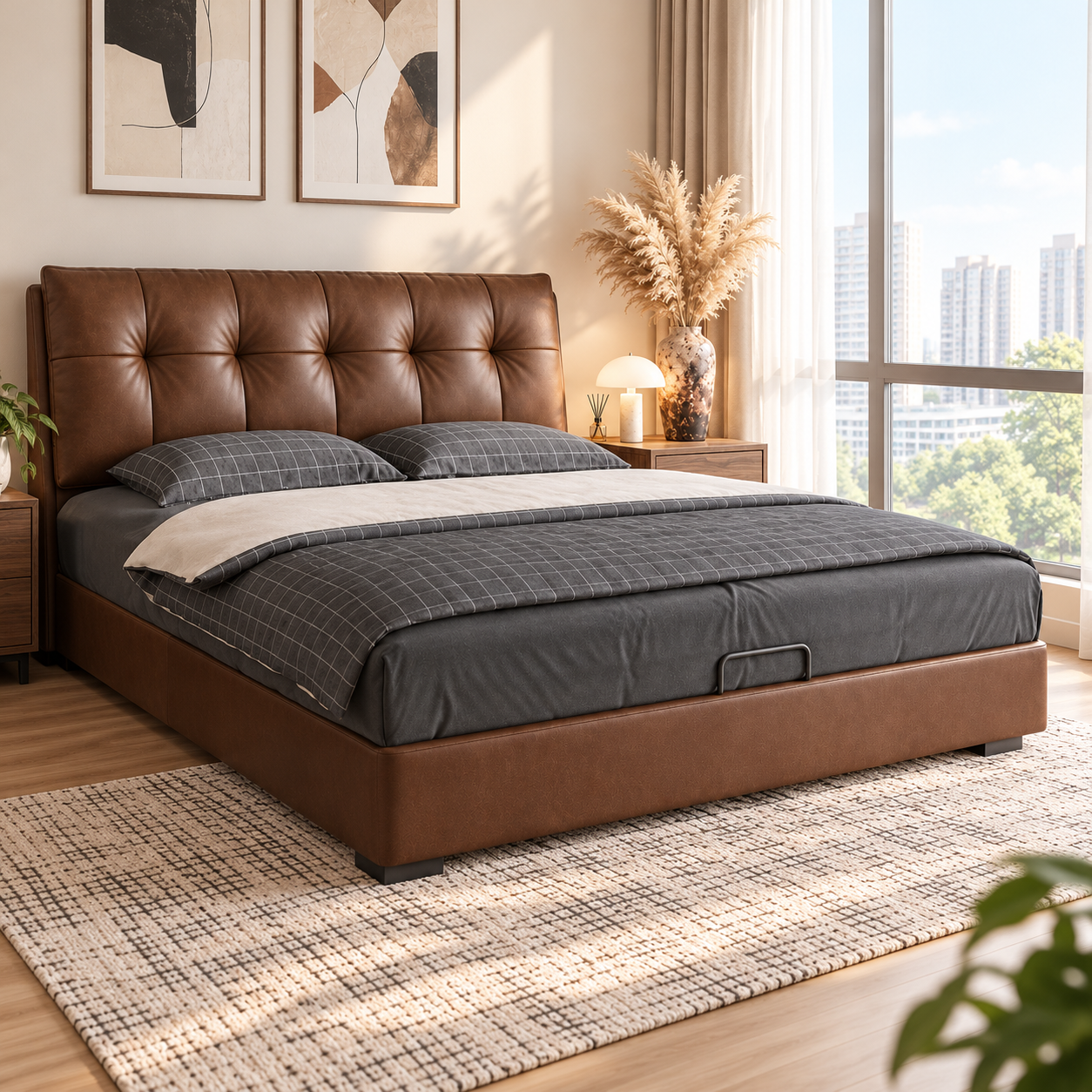 Saldric Leather Bed Frame