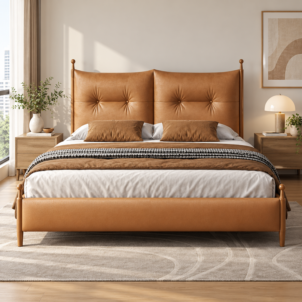 Zelvian Leather Bed Frame