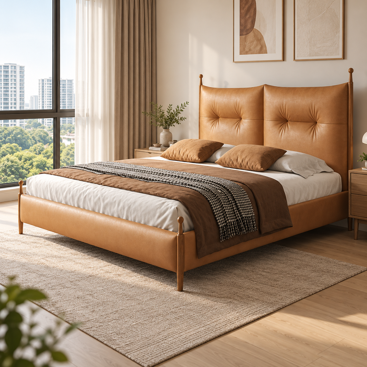 Zelvian Leather Bed Frame