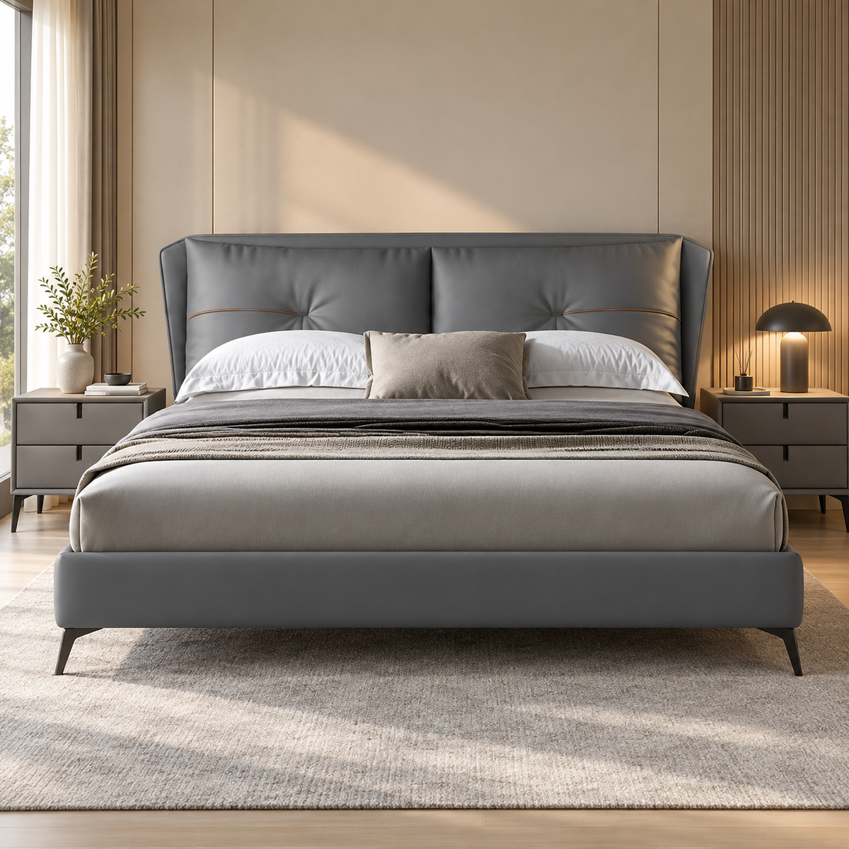 Delvran Leather Bed Frame
