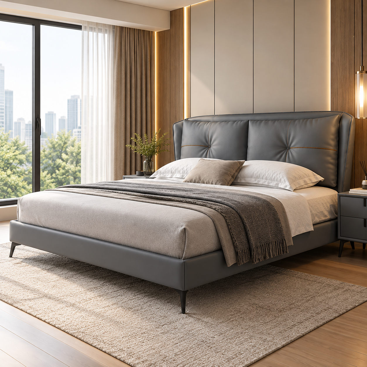 Delvran Leather Bed Frame
