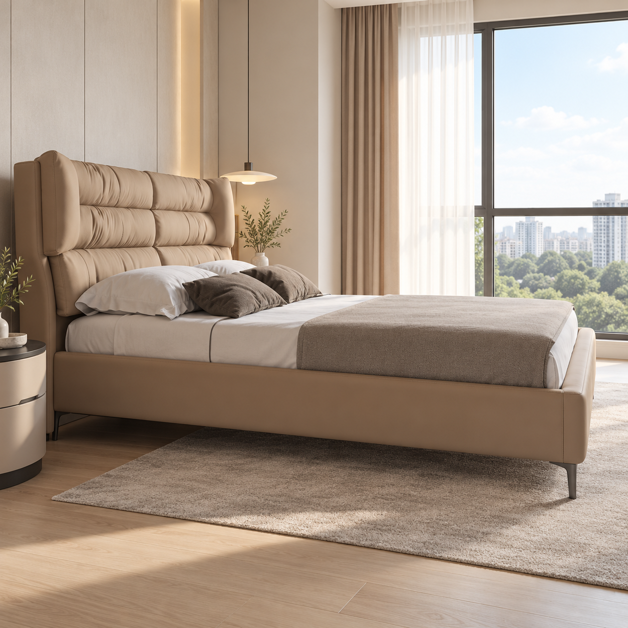 Padrien Leather Bed Frame