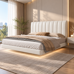 Orvado Leather Floating Bed Frame (With LED)