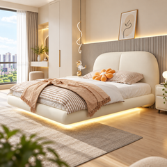 Ravento Leather Floating Bed Frame (With LED)